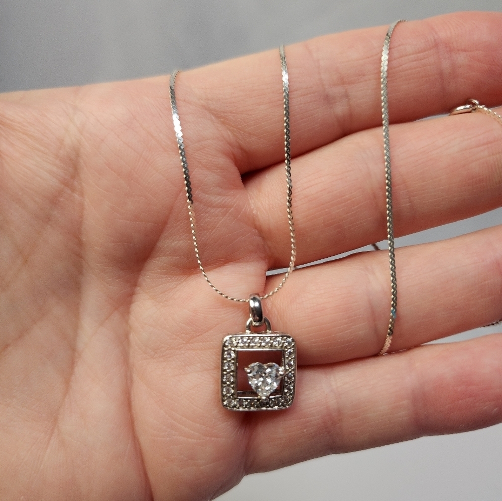 Sterling Silver chain and pendent with CZ Heart
